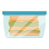 Sandwich plastica scatola icona cartone animato vettore. merenda pasto vettore