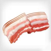 realistico isolato crudo affumicato Bacon. a strisce punta di petto fette, fresco magro affettato Bacon isolato su bianca sfondo 3d vettore illustrazione