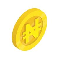 oro moneta con naira cartello icona vettore