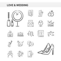 amore e nozze mano disegnato icona impostato stile isolato su bianca sfondo vettore