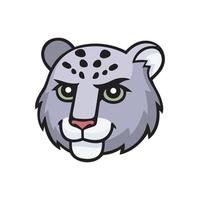 neve leopardo, irbis. vettore cartone animato comico scarabocchio illustrazione, mascotte, carattere, icona, logo di leopardo animale viso. simbolo di Kazakistan