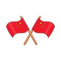 Due attraversato bandiere di Cina icona, cartone animato stile vettore