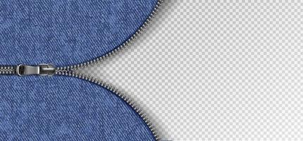 3d realistico vettore sfondo con cursore cerniera lampo con jeans struttura.