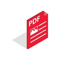 documento file formato PDF icona, isometrico 3d stile vettore