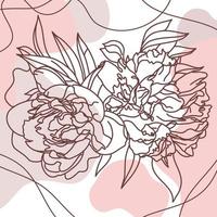 neutro colori floristica lineare illustrazione con peonie vettore