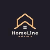 Casa logo. oro Casa simbolo geometrico lineare stile. utilizzabile per vero proprietà, costruzione, architettura e edificio loghi vettore