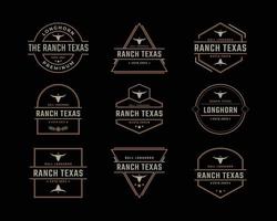 Vintage ▾ retrò distintivo emblema Texas Longhorn, nazione occidentale Toro bestiame logo design lineare stile vettore