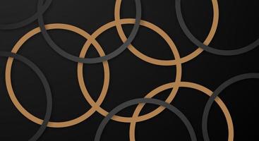 astratto 3d geometrico cerchio strisce Linee papercut sfondo con buio nero e oro colori realistico decorazione modello vettore