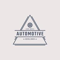 Vintage ▾ retrò distintivo emblema logotipo auto ruota logo con pneumatico silhouette design lineare stile vettore