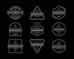 Vintage ▾ retrò distintivo emblema logotipo barbiere negozio logo design lineare stile vettore