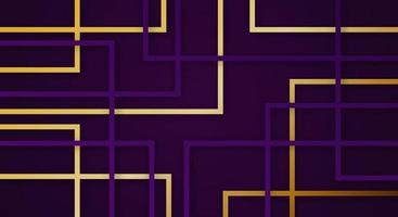 astratto 3d geometrico piazza strisce Linee carta tagliare sfondo con buio viola e oro colori realistico decorazione modello vettore