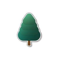 etichetta albero, albero verde cartone animato etichetta, vettore illustrazione.