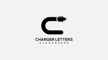 lettera c caricabatterie vettore logo design illustrazione