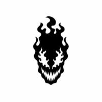 fiammeggiante cranio simbolo logo su bianca sfondo. tribale decalcomania stampino tatuaggio design. piatto vettore illustrazione.
