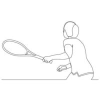 tennis giocatore continuo linea disegno vettore linea arte illustrazione