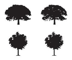 albero silhouette vettore. isolato foresta alberi sagome nel nero su bianca sfondo. vettore impostato di sagome di alberi