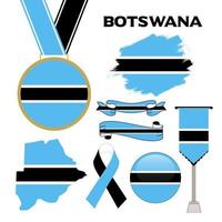 elementi collezione con il bandiera di Botswana design modello vettore