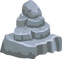 montagna roccia. pietre mucchio masso ghiaia, macerie costruzione, 3d elementi cartone animato. pietre per parete vettore