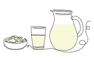 latte e acida crema disegnato nel uno linea. vettore illustrazione di continuo disegno.