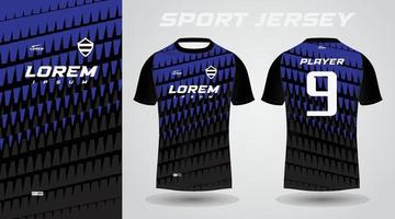 t-shirt nera blu con design in jersey sportivo vettore