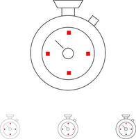 bussola Timer tempo Hotel grassetto e magro nero linea icona impostato vettore