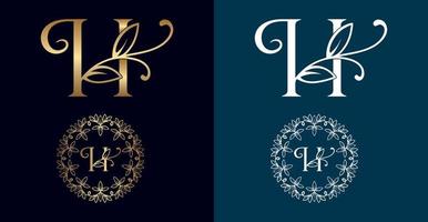 floreale logo h lettera design vettore