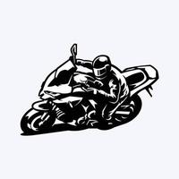 motorsport motociclista nel azione monocromatico vettore azione silhouette illustrazione