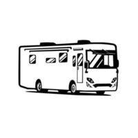 rv il motore casa camper autobus silhouette monocromatico vettore