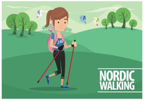 Vettore di camminata nordica femminile gratis