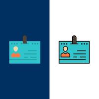 carte attività commerciale contatti id ufficio persone Telefono icone piatto e linea pieno icona impostato vettore blu sfondo