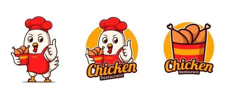 fritte pollo ristorante logo cartone animato vettore