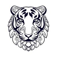 tigre testa mandala arti isolato su bianca sfondo vettore
