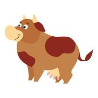 carino mucca icona, cartone animato stile vettore