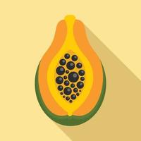 esotico papaia frutta icona, piatto stile vettore