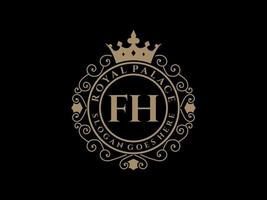 lettera fh antico reale lusso vittoriano logo con ornamentale telaio. vettore
