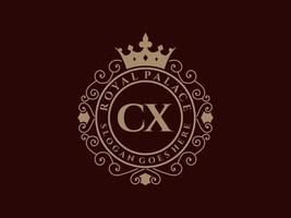 lettera cx antico reale lusso vittoriano logo con ornamentale telaio. vettore