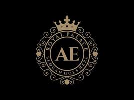 lettera ae antico reale lusso vittoriano logo con ornamentale telaio. vettore