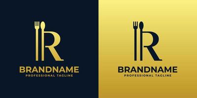 lettera r ristorante logo, adatto per qualunque attività commerciale relazionato per ristorante, bar, ristorazione con r iniziali. vettore