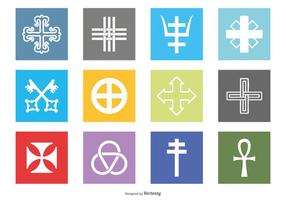 Set di icone simboli religiosi vettore