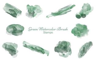 verde acquerello spazzola francobolli vettore