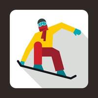 snowboarder su il Snowboard ponte icona vettore