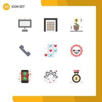 universale icona simboli gruppo di 9 moderno piatto colori di amore gioco i soldi mobile telefono modificabile vettore design elementi
