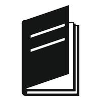 libro socchiuso icona, semplice nero stile vettore