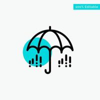 ombrello pioggia tempo metereologico primavera turchese evidenziare cerchio punto vettore icona