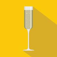 Champagne bicchiere icona, piatto stile vettore