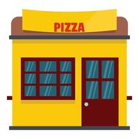 Pizza negozio icona, piatto stile vettore