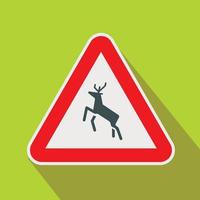 cervo traffico avvertimento cartello icona, piatto stile vettore
