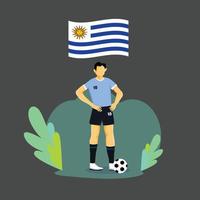 Uruguay giocatore piatto concetto personaggio design vettore