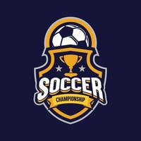 calcio oro colore calcio distintivo logo design modelli sport squadra identità vettore illustrazioni isolato su blu sfondo