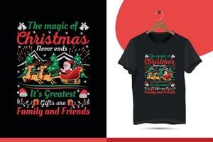 migliore Natale vettore maglietta design modello. Natale vacanza grafica con Santa claus, albero, cervo, rosso, Nero, verde, azione vettore arti sfondo